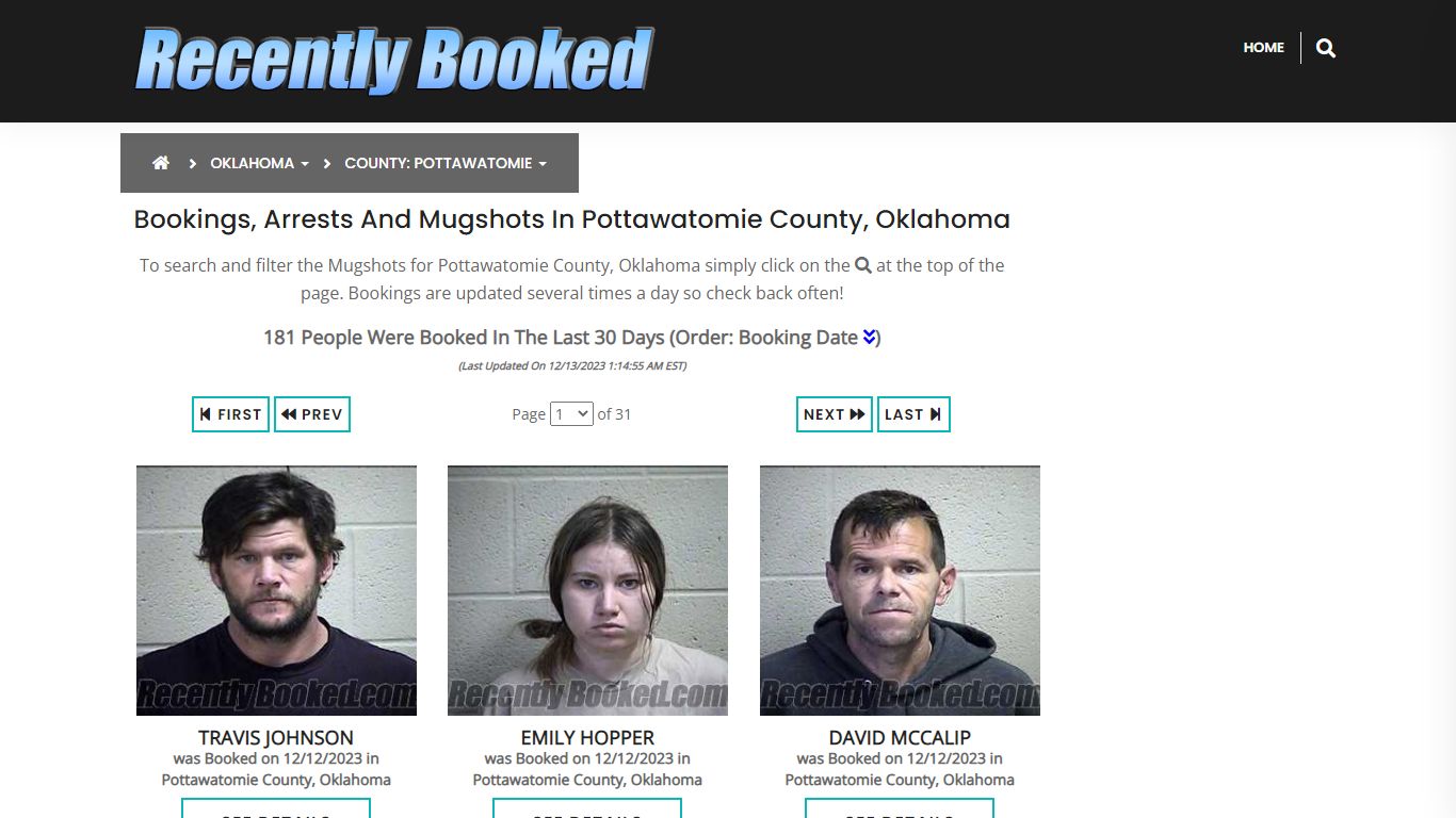 Bookings, Arrests and Mugshots in Pottawatomie County, Oklahoma